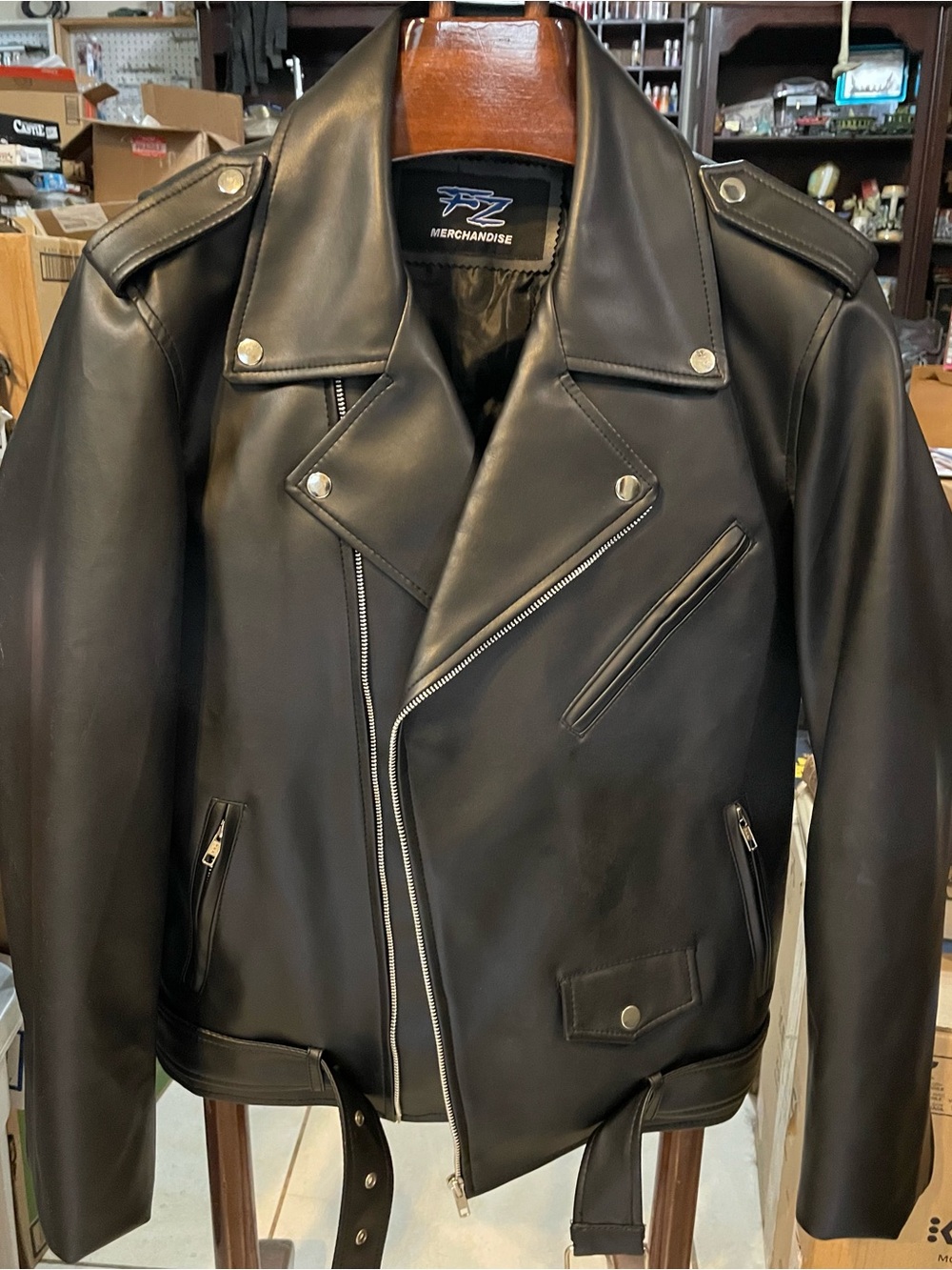 Men's Black Biker-Style Leather Jacket